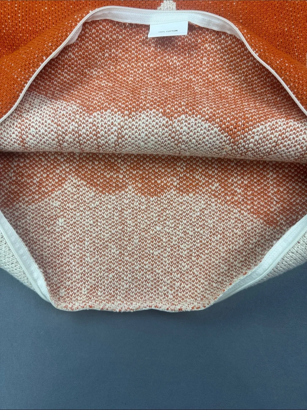 Cupcakes & Cashmere Reversible Pumpkin Knit Pillow Cover 100% Cotton Fall Decor